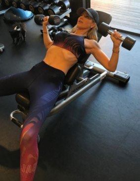 Roxy Jacenko during a personal training session with Ben Lucas.
