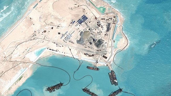 Chinese development at Fiery Cross Reef  in the South China Sea.