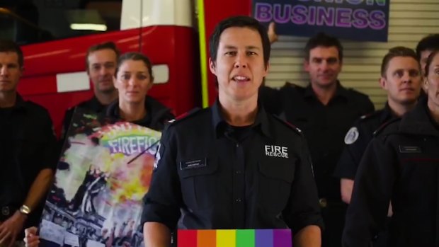 Firefighters at the Melton CFA station in the video 