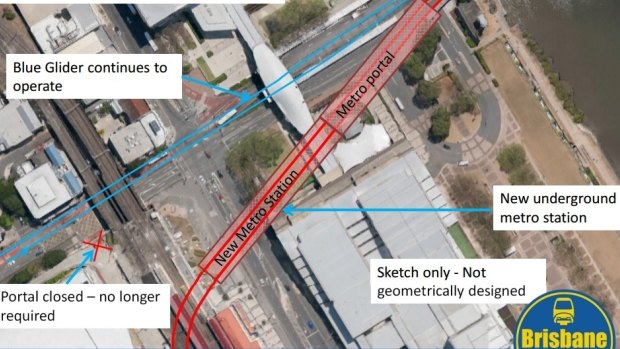 The proposed underground subway system for the Cultural Centre at South Brisbane.