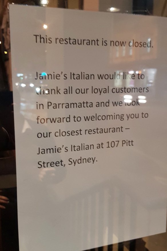 A sign now taped to the door states the restaurant is closed. 