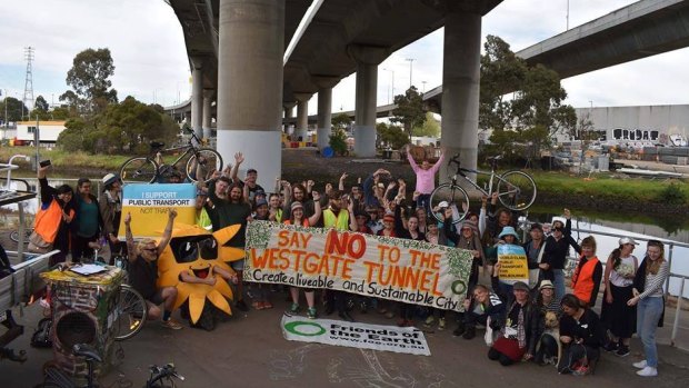 Protesters campaigning against the West Gate Tunnel project.