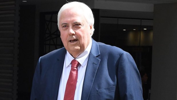 Clive Palmer arrives at the Federal Court in Brisbane in February.