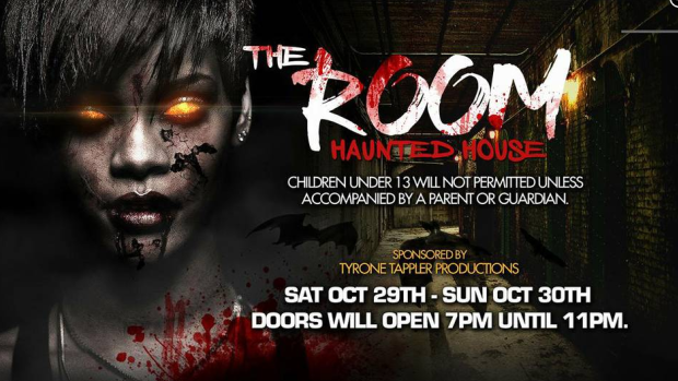 An advertisement for 'The Room', a Halloween event that was cancelled after reports it would be depicting the Orlando shooting at Pulse nightclub. 