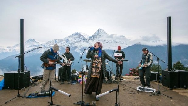 The hills are alive: Toni Childs performs on the Annapurna Trail.