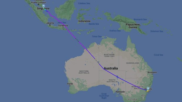 The flight departed from Sydney for Singapore last Thursday evening.