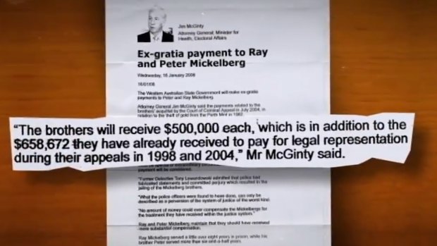 The ex gratia deal that stipulated the State pay for the Mickelbergs' Legal Aid was mentioned in this 2008 press release from Attorney General Jim McGinty.