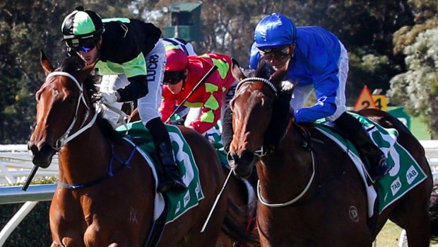 Opening salvo: Corey Brown wins the first race at Warwick Farm on board Manicure.
