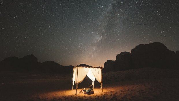 Camping under the stars in Wadi Rum.