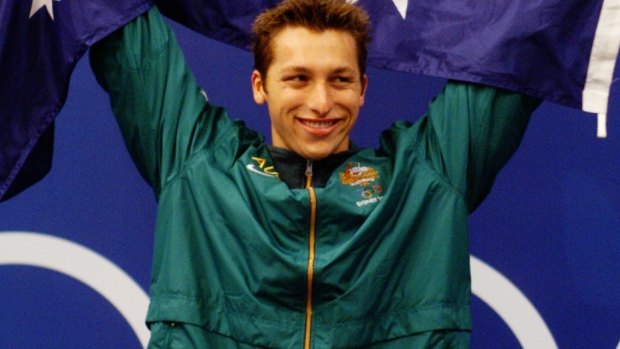 Ian Thorpe wins the 400m Mens freestyle final in World Record time at the Sydney Olympics. Photo taken 16 Sept 2000.
