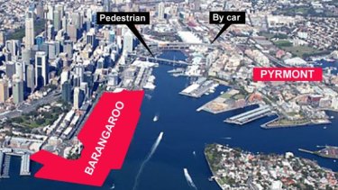 The cable car would provide a new link between Barangaroo and Pyrmont.