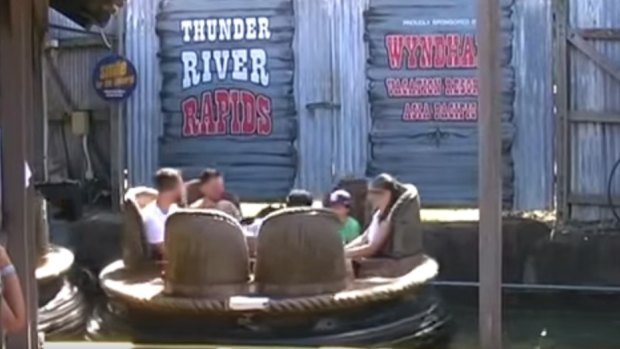A clip from a 2013 video of the Thunder River Rapids ride at Dreamworld.