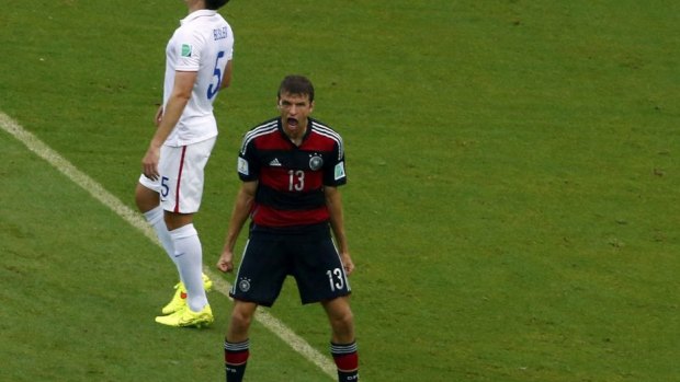 Goal threat: Thomas Mueller alreadh has nine World Cup goals to his name.