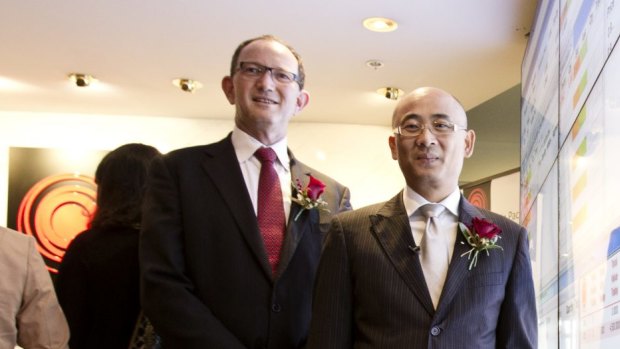 Sydney Stock Exchange (formerly Asia Pacific Stock Exchange) COO David Lawrence (left) and chairman George Wang. 