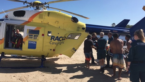 A four-year-old girl is in a stable condition after near drowning at Bribie Island.