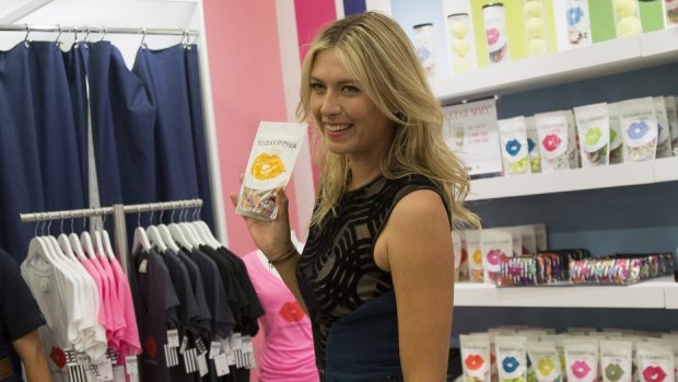 Sharapov with a bag of her Sugarpova lollies.