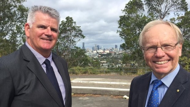 Peter Beattie, with Gold Coast Commonwealth Games head of security Danny Baade, says sports fans can expect high levels of security.