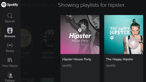 On trend: Browsing Spotify's curated playlists.