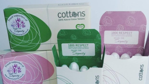 1800RESPECT features on Cottons tampon packets to raise awareness.