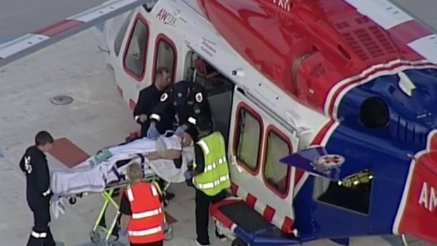 A skydiver is flown to hospital in Melbourne from Traralgon.