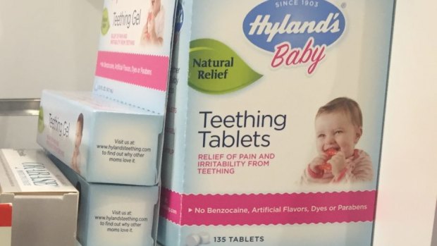 Hyland's homeopathic teething tablets and gel on sale in Melbourne.