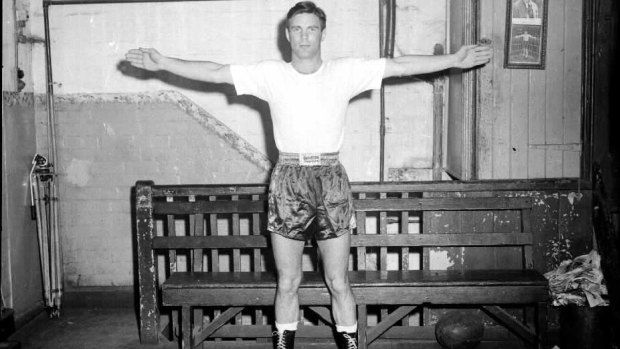 Tony Madigan at McQuillans Gym, Sydney, 1960.