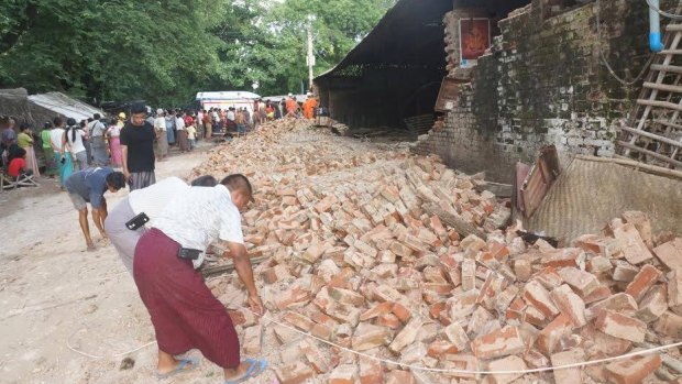 Damage from the earthquake in central Myanmar.
