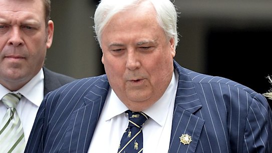 Clive Palmer arrives at the Federal Court to answer questions regarding the fall of Queensland Nickel on Thursday.