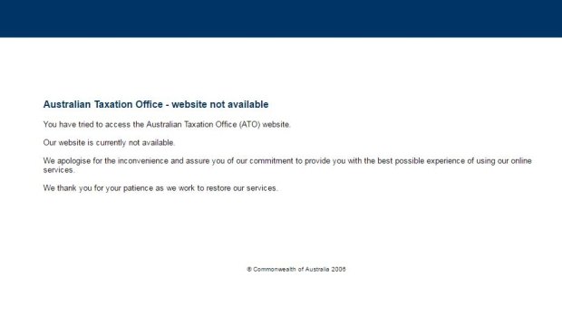 Visitors to the ATO website were greeted with an error message last Thursday and Friday.