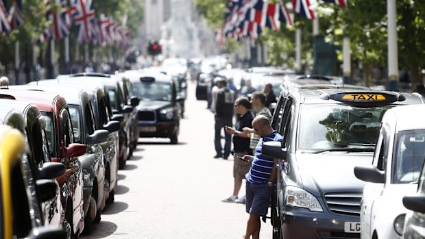 London taxi drivers took to the streets to protest against Uber in June.