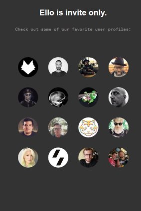Invite only: What non-members see on the Ello homepage.