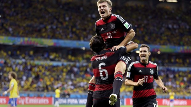 Relentless: Germany cruised to a 7-1 victory.