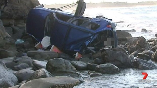 The driver had to be pulled from the vehicle after the accident at Moffat Beach.