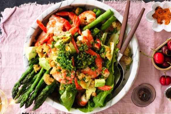 King prawn asparagus and avocado salad  