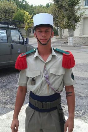 Williams in the distinctive cap of the French Foreign Legion in Nimes, 2011. He passed the notoriously tough training only to be wrongly accused of sexual assault.