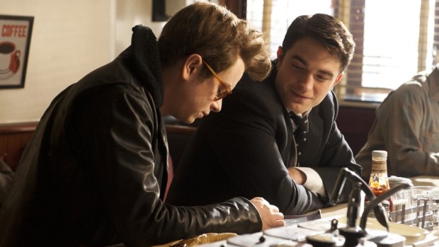 Dane DeHaan (left) as James Dean and Robert Pattinson as Dennis Stock in <i>Life</i>.