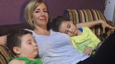 Sally Faulkner with children Lahela, 6, and Noah, 4.