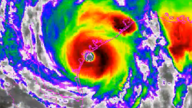 Hurricane Harvey as it crossed the Gulf coast on Saturday.