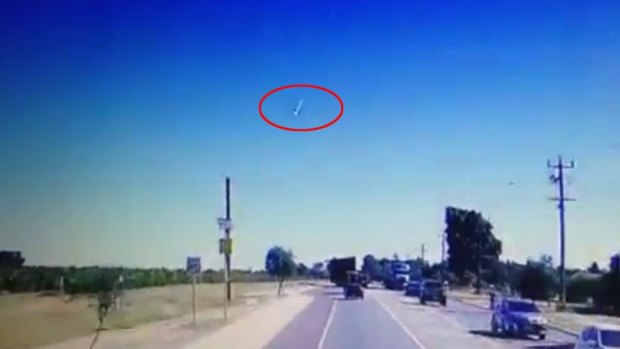 Screenshot of meteor captured on Roe Highway on Monday morning.
