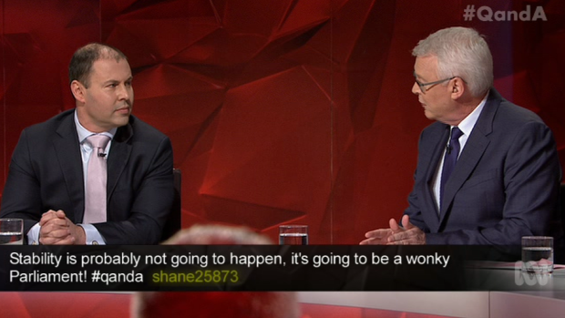 'As far as we're concerned, holding government is the main priority' ... Liberal MP Josh Frydenberg explains to Q&A host Tony Jones that the Coalition is willing to work with the independents to remain in government.