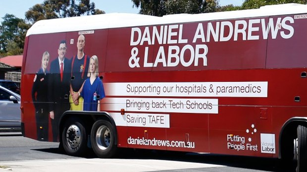Daniel Andrews' election campaign bus.