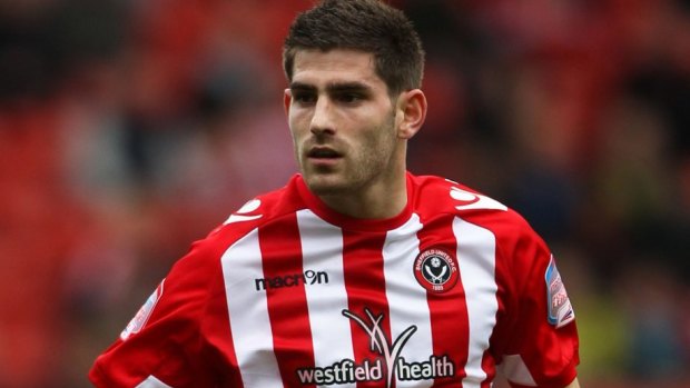 Ched Evans playing for Sheffield United prior to his rape conviction.