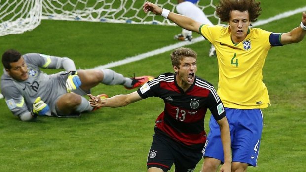 Early goal: Thomas Mueller put Germany in front.