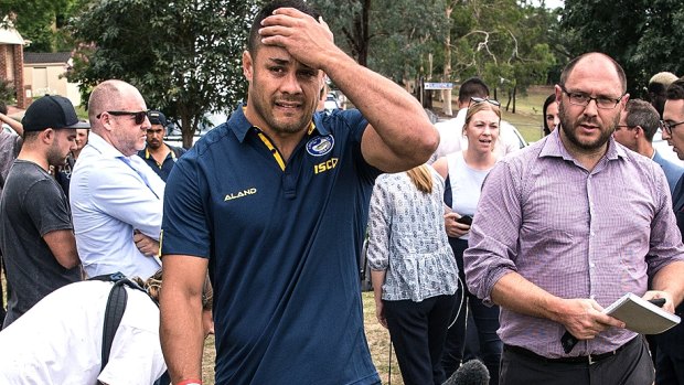 Feeling the pressure: Jarryd Hayne faces questions on and off the field in 2018.