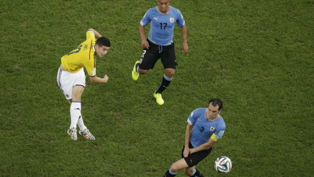 Rodriguez scored the goal of the World Cup against Uruguay.