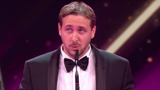 Fake Ryan Gosling, Munich cook Ludwig Lehner, accepts his award.