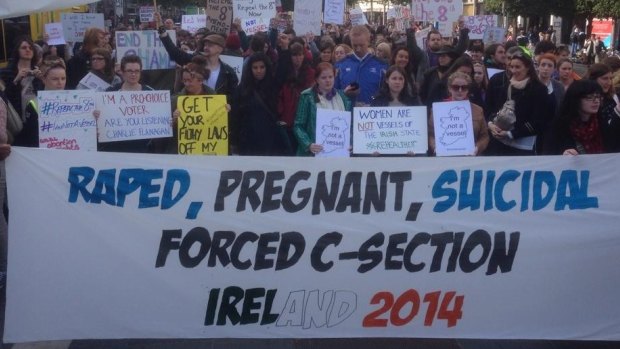 Dublin rally in support of changes to abortion law in Ireland. 
