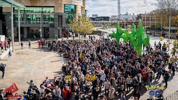 A gathering of Pokemon GO players in Perth.