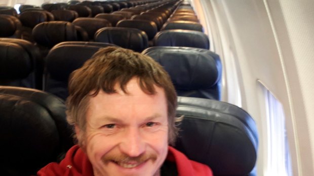 Skirmantas Strimaitis grabs a selfie on his flight to Italy.