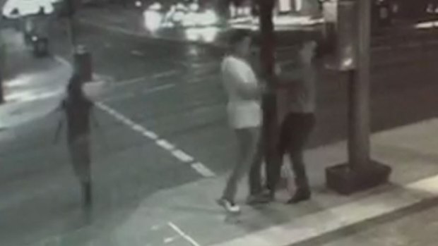 CCTV footage of a man being assaulted in Fortitude Valley on Wednesday night.